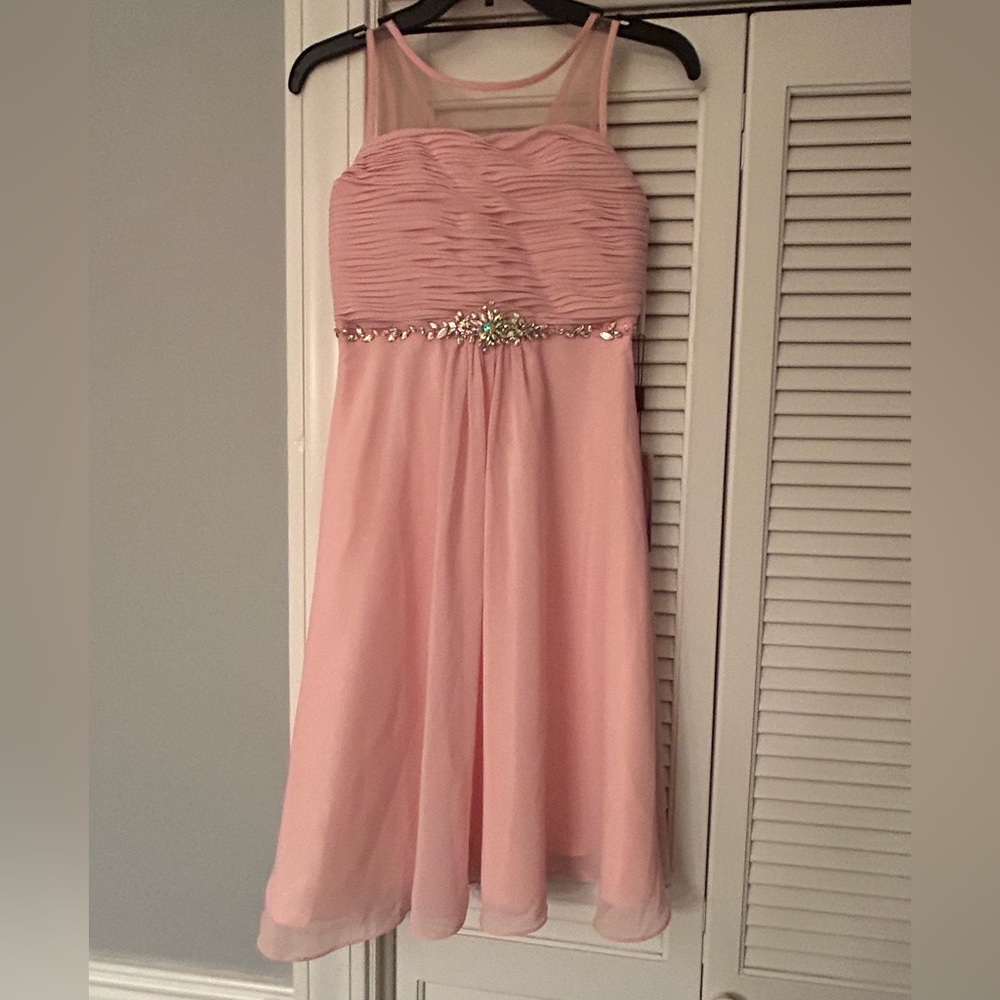 Cinderella Pink Chiffon Formal Girls Dress with Beaded Waist